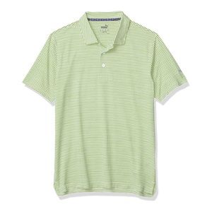 Puma Golf Lime Green "Greenery Heather" Caddie Stripe Polo (2019)